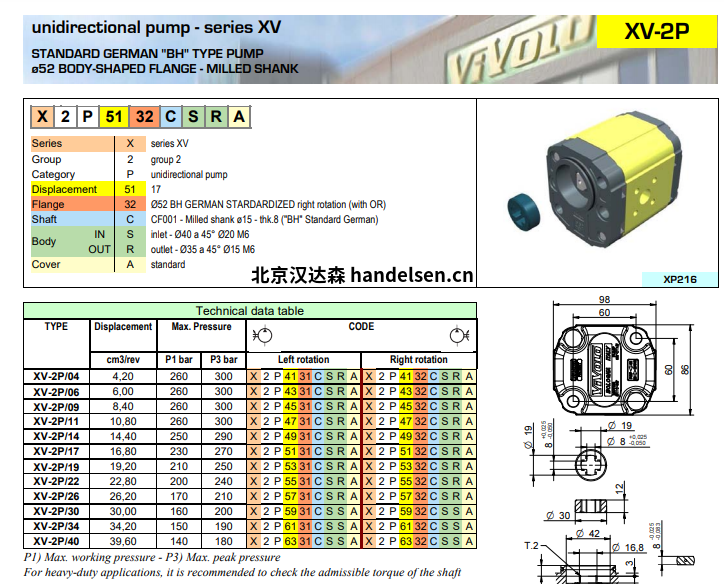 Vivoil ø52單向液壓泵選型