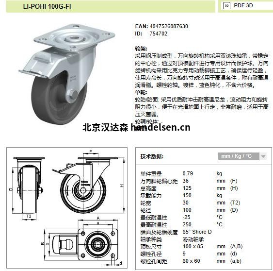 Blickle 歐洲進(jìn)口 耐熱輪子和腳輪 實(shí)心輪